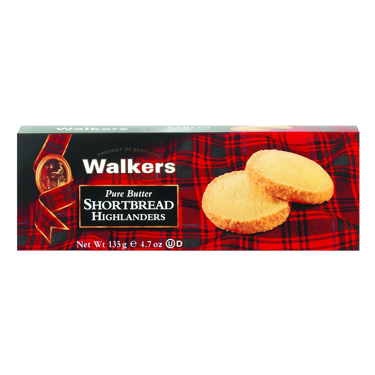 Walker's Shortbread Highlanders, Pure Butter Shortbread Cookies, 4.7 Oz Box