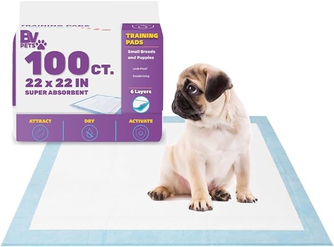 BV Puppy Pads Leak-Proof 100 Count 22"x 22"